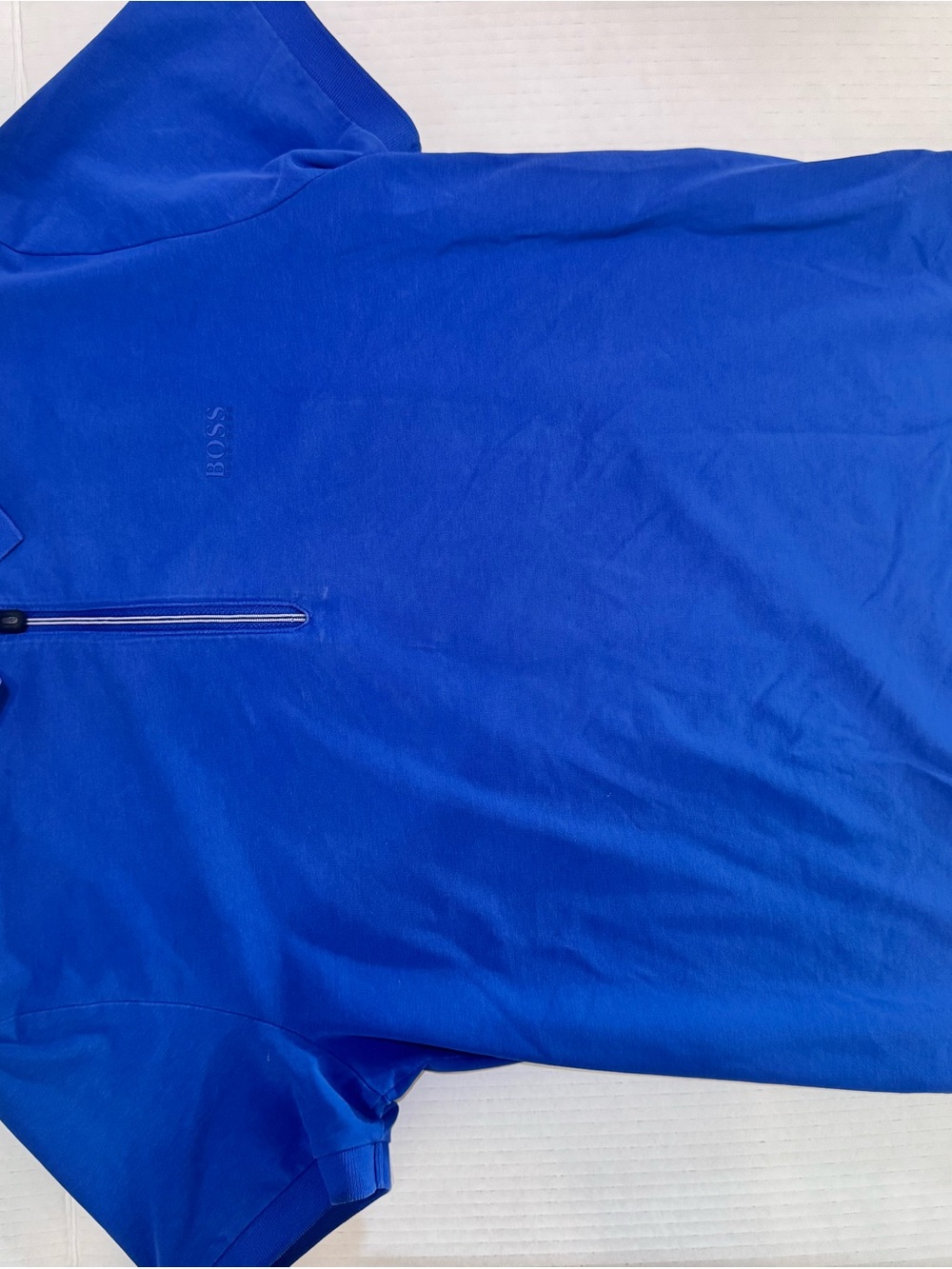Boss Men's Bright Blue Polo with Zip Placket